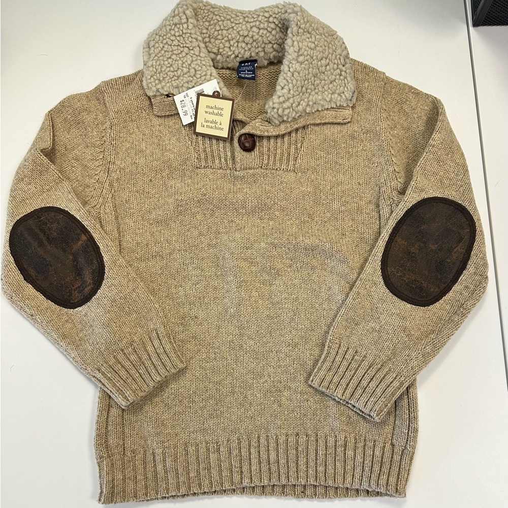 NWT GAP kid’s Beige Sweater with Elbow Patches + a NWT pajama set